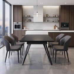 Extendible Marble Dining Table Metal Leather Chairs Kitchen Aletraris Furniture Cyprus